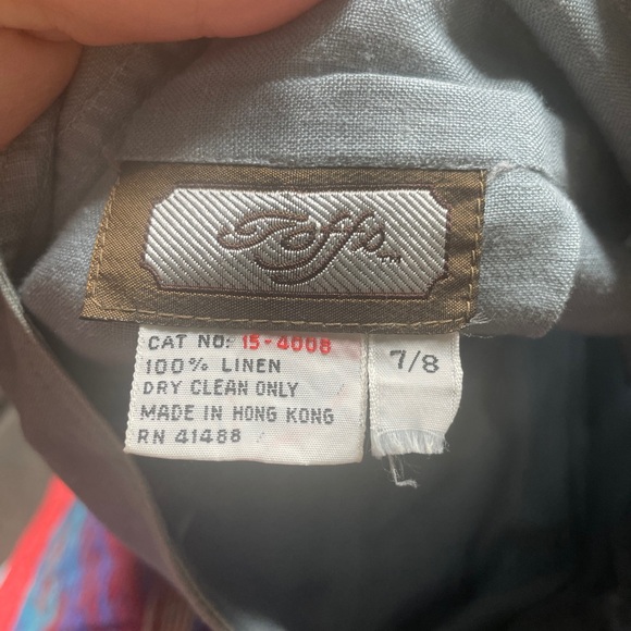 Toffs Blue Vintage Linen Skirt Full A-line Size 7/8 Pleats - Picture 4 of 5